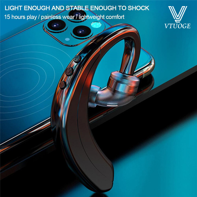 VTUOGE Stereo Earphone HD Call Noise Reduction Wireless Bluetooth 5.0 Long Standby Single Ear Mini Business Sports Earphone