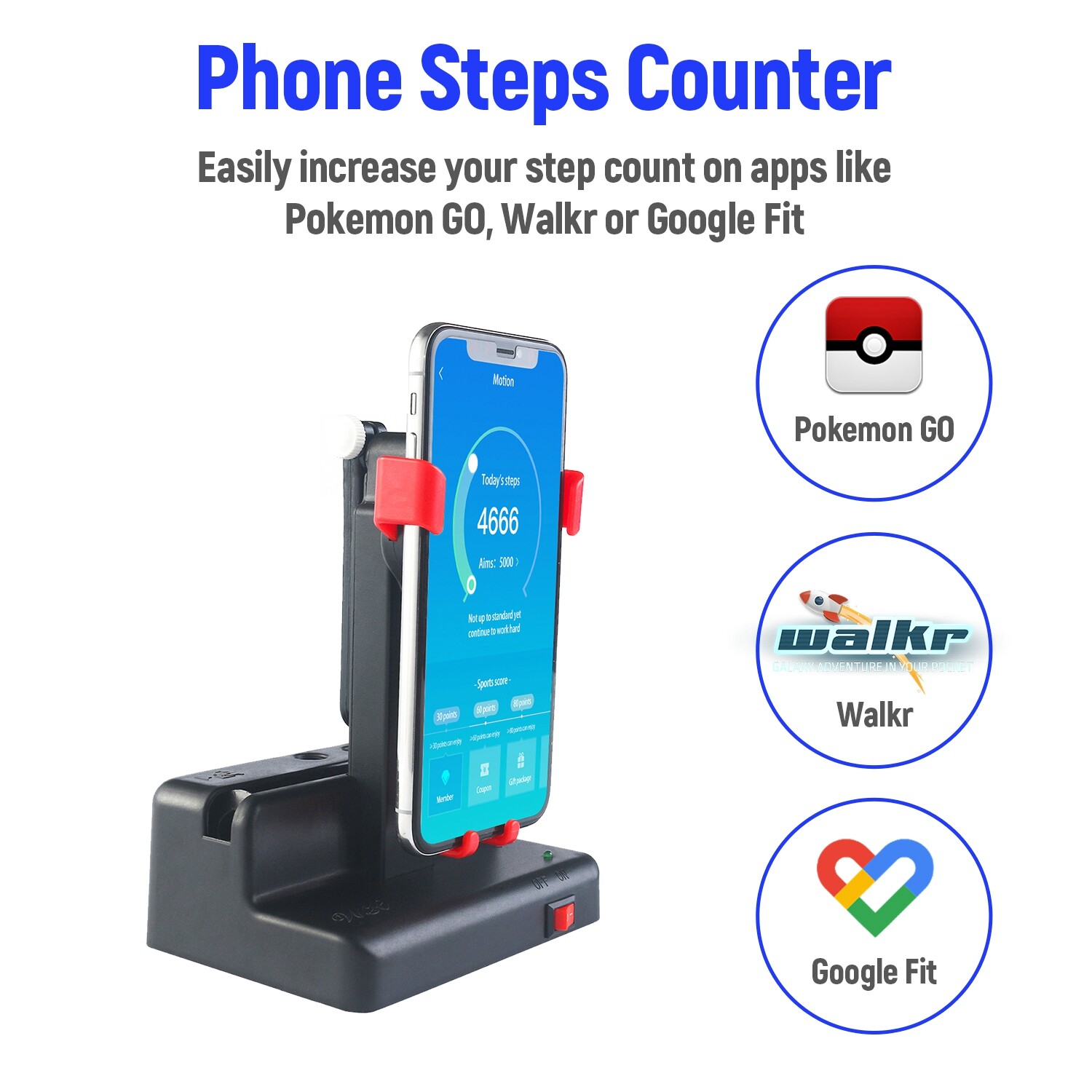 Mobile Phone/Smart Watch Auto Step Shaker Auto Swing Shake Automatic Wiggler Rack Steps Counter Generator for Smart Bracelet Watch Pedometer Fitness Sports Tracker  Pokemon GO