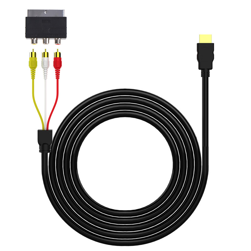 [ Ready Stock ] 5v Portable Hd Video Hdmi-compatible To 3rca Av Scart Composite Converter Adapter Cable Cord For Home Theater System
