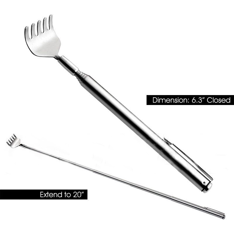 Stainless Telescopic Portable Extendable Handy Pocket Pen Clip Back Scratcher
